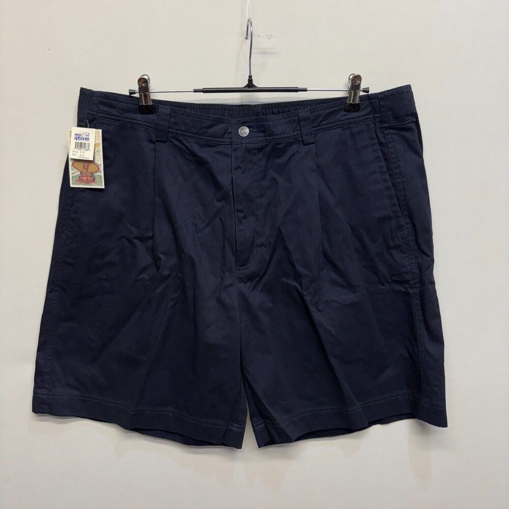 NWT Reyn Spooner Men Pleated Chino Shorts Size 38 Blue Cotton Twill C107 -17